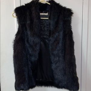Black Faux Fur Vest!